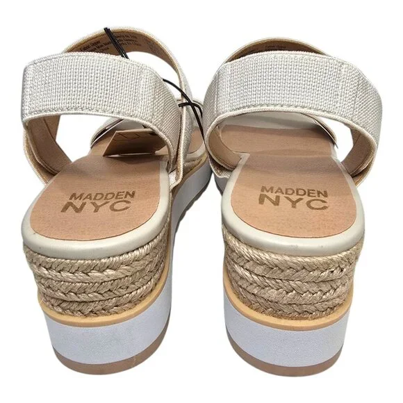 Madden NYC Wedge Strappy Pull-On Sandals Women’s Size 10 Talla Natural White - Picture 6 of 11